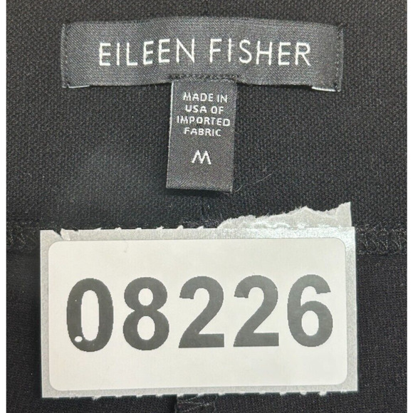 Eileen Fisher Pants Medium Black Wide Leg Pull On Measures 32X31 Mid Rise Career - Picture 9 of 9